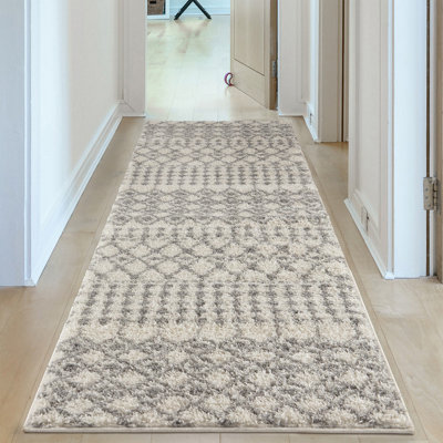 Moroccan Ivory Shaggy Living Room Rug 1000