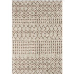 Moroccan Ivory Shaggy Living Room Rug 1030