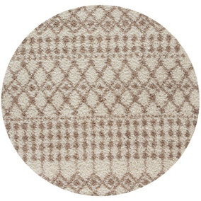 Moroccan Ivory Shaggy Living Room Rug 1030