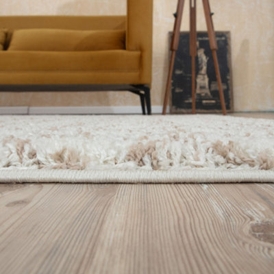 Moroccan Ivory Shaggy Living Room Rug 930