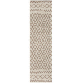 Moroccan Ivory Shaggy Living Room Rug 930