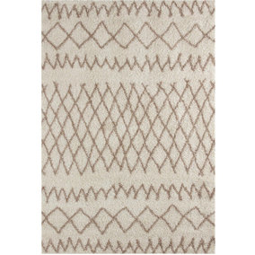 Moroccan Ivory Shaggy Living Room Rug 930