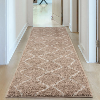 Moroccan Shaggy Beige Living Room Rug 820