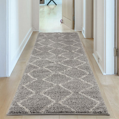 Moroccan Shaggy Grey Living Room Rug 810