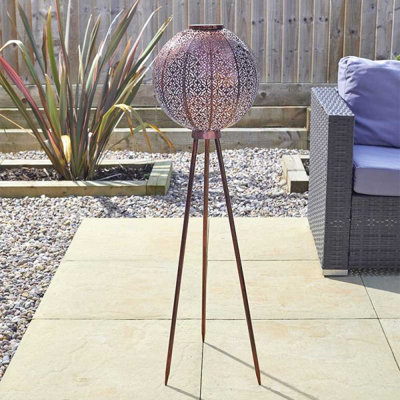Moroccan Tripod Solar Power Lantern Large Silhouette Effect Garden Light Outdoor