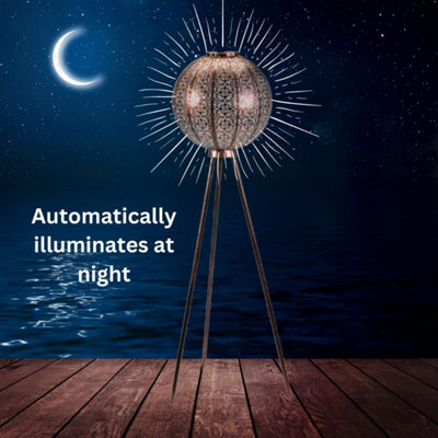 Moroccan Tripod Solar Power Lantern Large Silhouette Effect Garden Light Outdoor - 4
