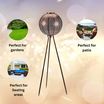 Moroccan Tripod Solar Power Lantern Large Silhouette Effect Garden Light Outdoor - 7