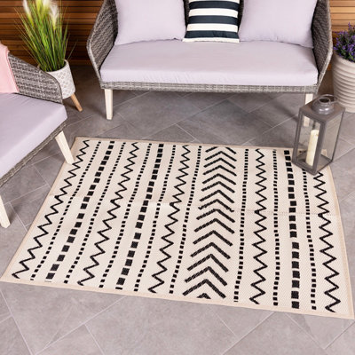 Moroccan Weatherproof Cream Outdoor Rug 120x170