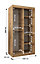 Morocco Contemporary 2 Mirrored Sliding Door Wardrobe 5 Shelves 2 Rails Black Matt (H)2000mm (W)1000mm (D)620mm