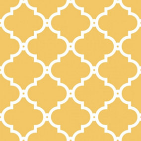 Morocco Trellis wallpaper in mustard & white