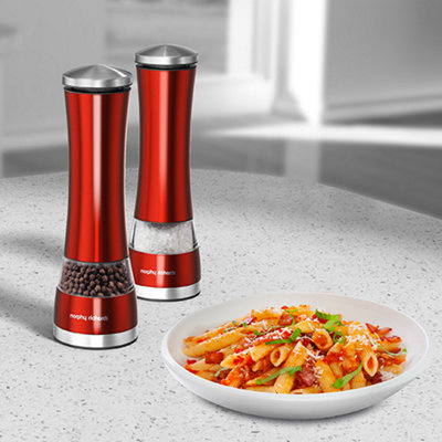 red salt and pepper mill set