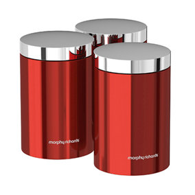 Morphy Richards Set of 3 Storage Canisters Red