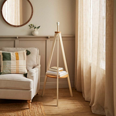 Morrigan Cream Wood Shelf Floor Lamp Base