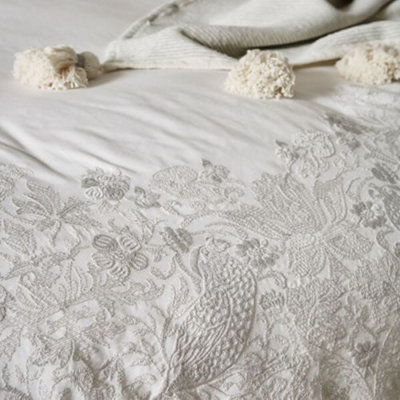 Morris & Co Pure Strawberry Thief Embroidery Duvet Cover King Size