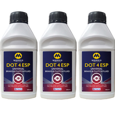 MORRIS DOT 4 ESP Brake Fluid Synthetic Brake & Clutch Fluid Dot4 3x500ml