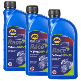 MORRIS V-Twin 20W-50 Racing Mineral Engine Oil for Harley Davidson JASO MA 3x1L