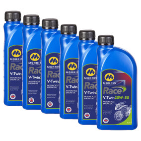 MORRIS V-Twin 20W-50 Racing Mineral Engine Oil for Harley Davidson JASO MA 6x1L