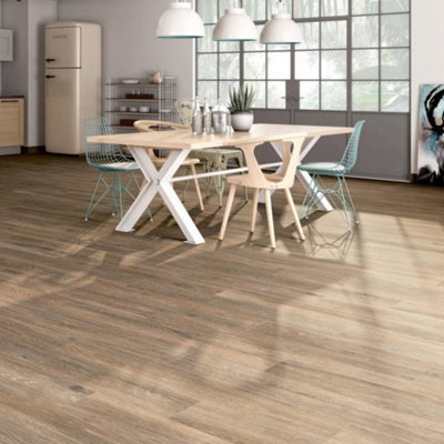 Morten Wood Effect Porcelain Tile / Oak / 120 x 20cm Price Comparisons | Compare The Build