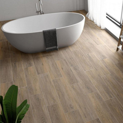 Morten Wood Effect Porcelain Tile / Oak / 75 x 20cm Price Comparisons | Compare The Build