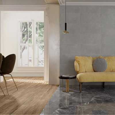 Morten Wood Effect Porcelain Tile / Walnut / 120 x 20cm Price Comparisons | Compare The Build