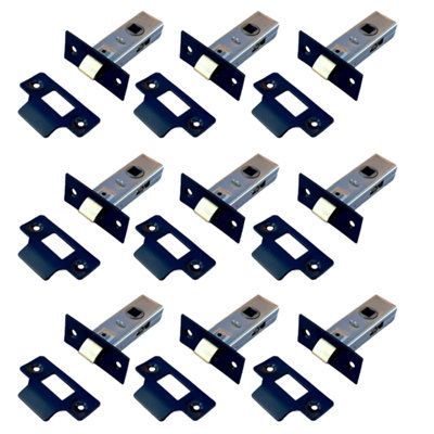 MORTICE TUBULAR LATCH 2.5" 63mm x 9 Internal BLACK