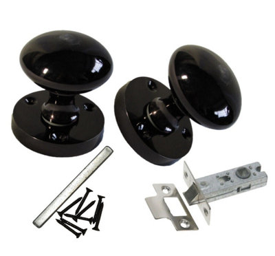 Mortice Victorian Door Knob Black Nickel  Mortice Latch Pack