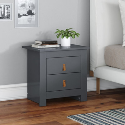 Morton Bedside Table with 2 Drawers in Grey | DIY at B&Q