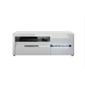 Mosaic 05 TV Cabinet in White High Gloss with Real Glass Mosaic - 1500mm x 550mm x 470mm - Elegant Media Storage