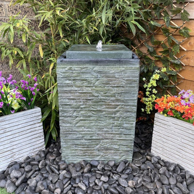 Mosaic Cube Traditional Solar Water Feature - Solar Powered - Resin ...