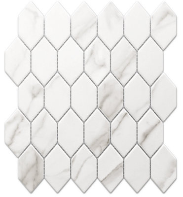 Mosaic sheet in ceramic on net 250mm x 256mm - Elegant White Statuary
