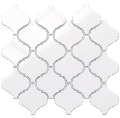Mosaic sheet in ceramic on net 275mm x 243mm - White Arabesque