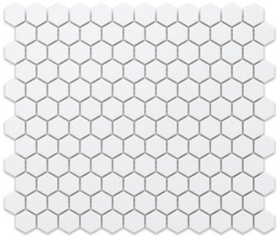 Mosaic sheet in ceramic on net 300mm x 260mm - Matt White Hive