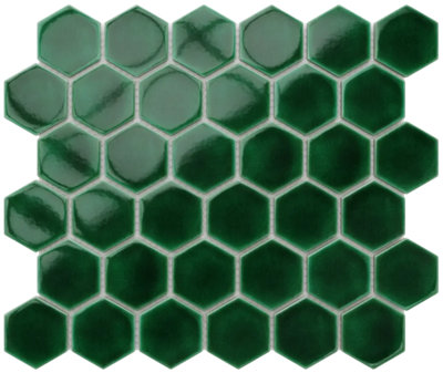 Mosaic sheet in ceramic on net 323mm x 277mm - Deep Green