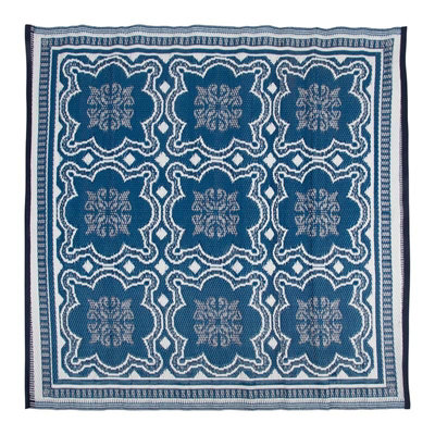 Mosaic Square Outdoor Rug Garden Decking Patio Carpet Blue 100% ...
