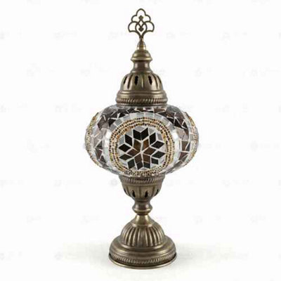 Mosaic Table Lamp Amber Glass Handmade Turkish Moroccan Desk Light