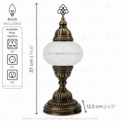 Mosaic Table Lamp Amber Glass Handmade Turkish Moroccan Desk Light