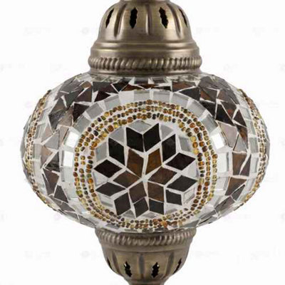 Mosaic Table Lamp Amber Glass Handmade Turkish Moroccan Desk Light