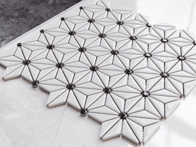 Mosaic tile sheet in ceramic on mesh 29.4cm x 30.7cm - Origami