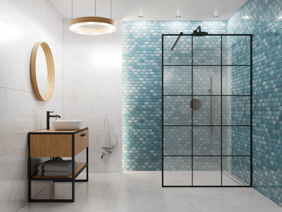Mosaic tile sheet in ceramic on mesh 30.0 cm x 26.5 cm - Blue plum