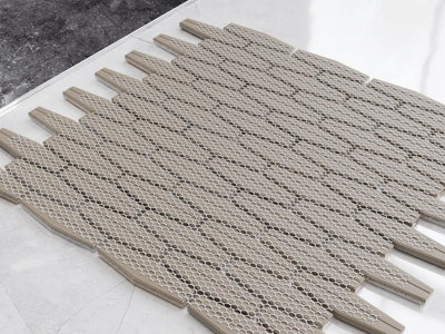Mosaic tile sheet in ceramic on mesh 30.2cm x 30.4cm - Long hexagon