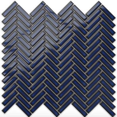 Mosaic tile sheet in ceramic on mesh - Blue Forest