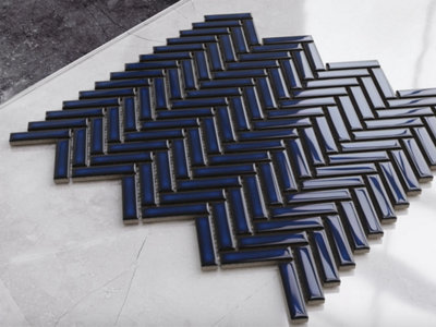 Mosaic tile sheet in ceramic on mesh - Blue Forest