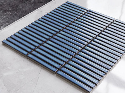 Mosaic tile sheet in ceramic on mesh - Blue Piano