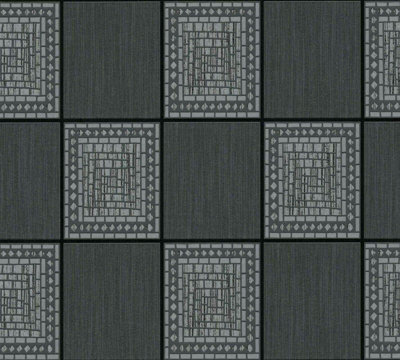 Mosaic Tiles Wallpaper Black Grey Silver Metallic Glitter Shimmer A.S Creation