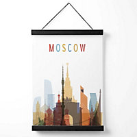 Moscow Colourful City Skyline Medium Poster with Black Hanger