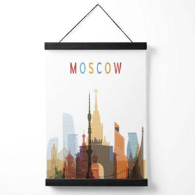 Moscow Colourful City Skyline Medium Poster with Black Hanger