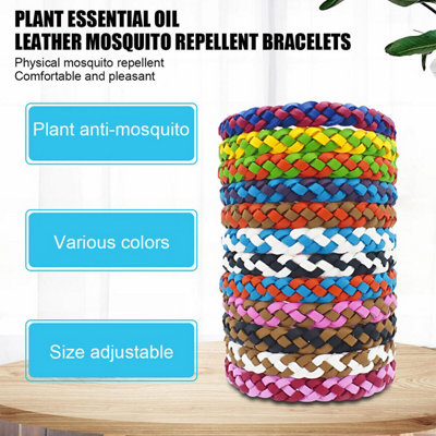 12 Bracelets Anti-moustiques Réglables - Cuir Synthétique Sans DEET - Lot Neuf