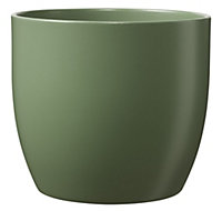 Moss Green Ceramic Indoor Plant Pot. No Drainage Holes. H13 x W14 cm