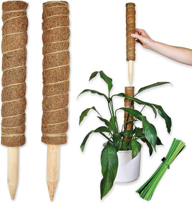 Moss Pole Plant Support Coir Totem Poles for Plants (2 Poles & 15 Ties)