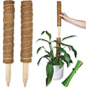 Moss Pole Plant Support Coir Totem Poles for Plants (2 Poles & 15 Ties)